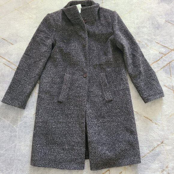 Lener Cordier Wool Coat FR 38 US M Bouclé Gray Long Overcoat Made in France - Picture 4 of 10